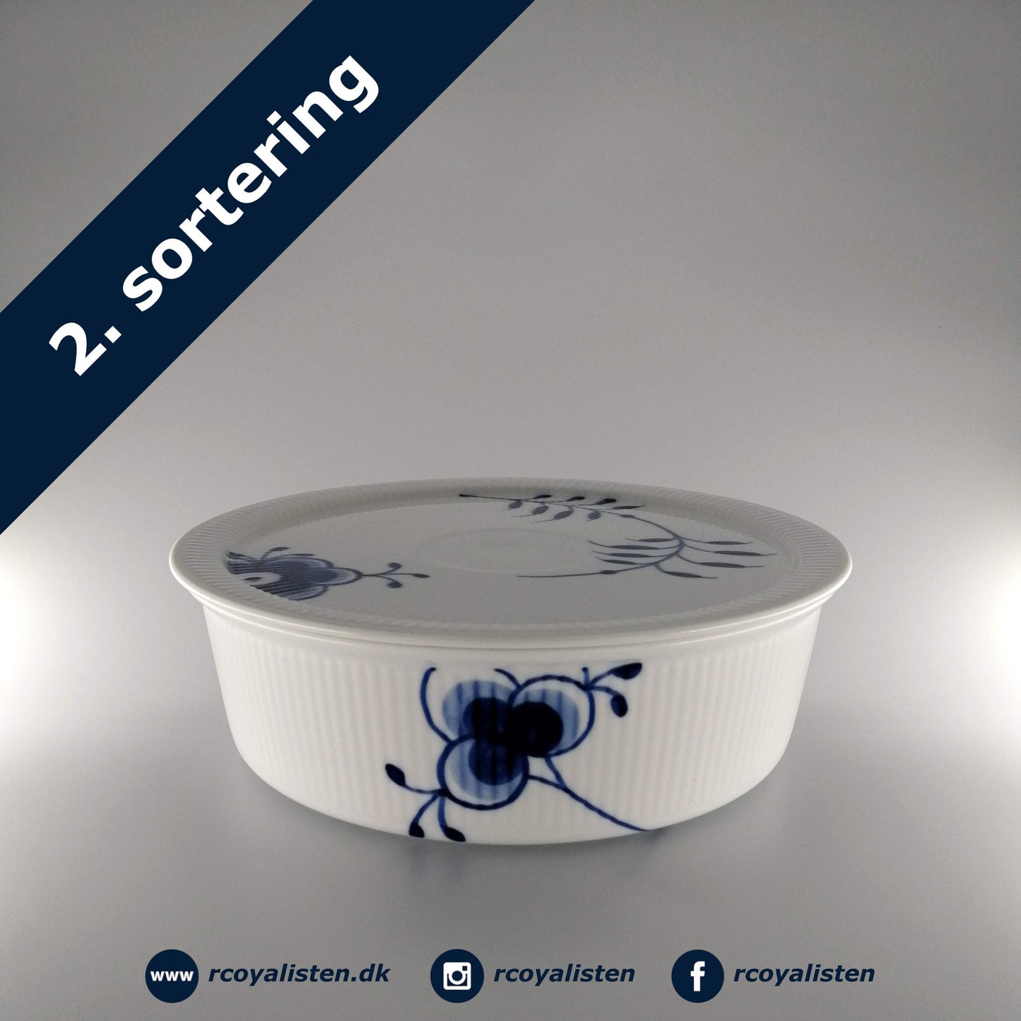 Blå Mega Riflet Skål med Låg (22 cm / 145 cl) - RCoyalisten.dk