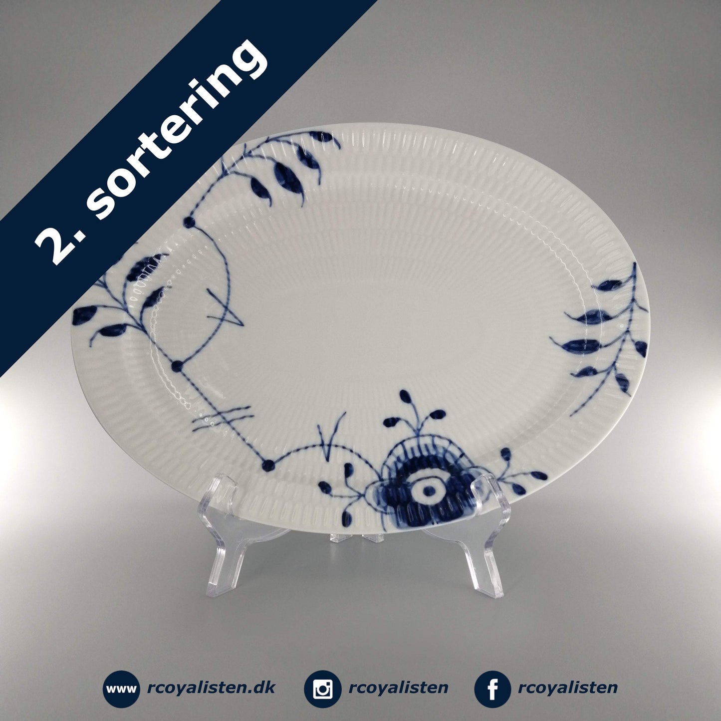Blå Mega Riflet Ovalt Fad #7 (28 cm) - RCoyalisten.dk