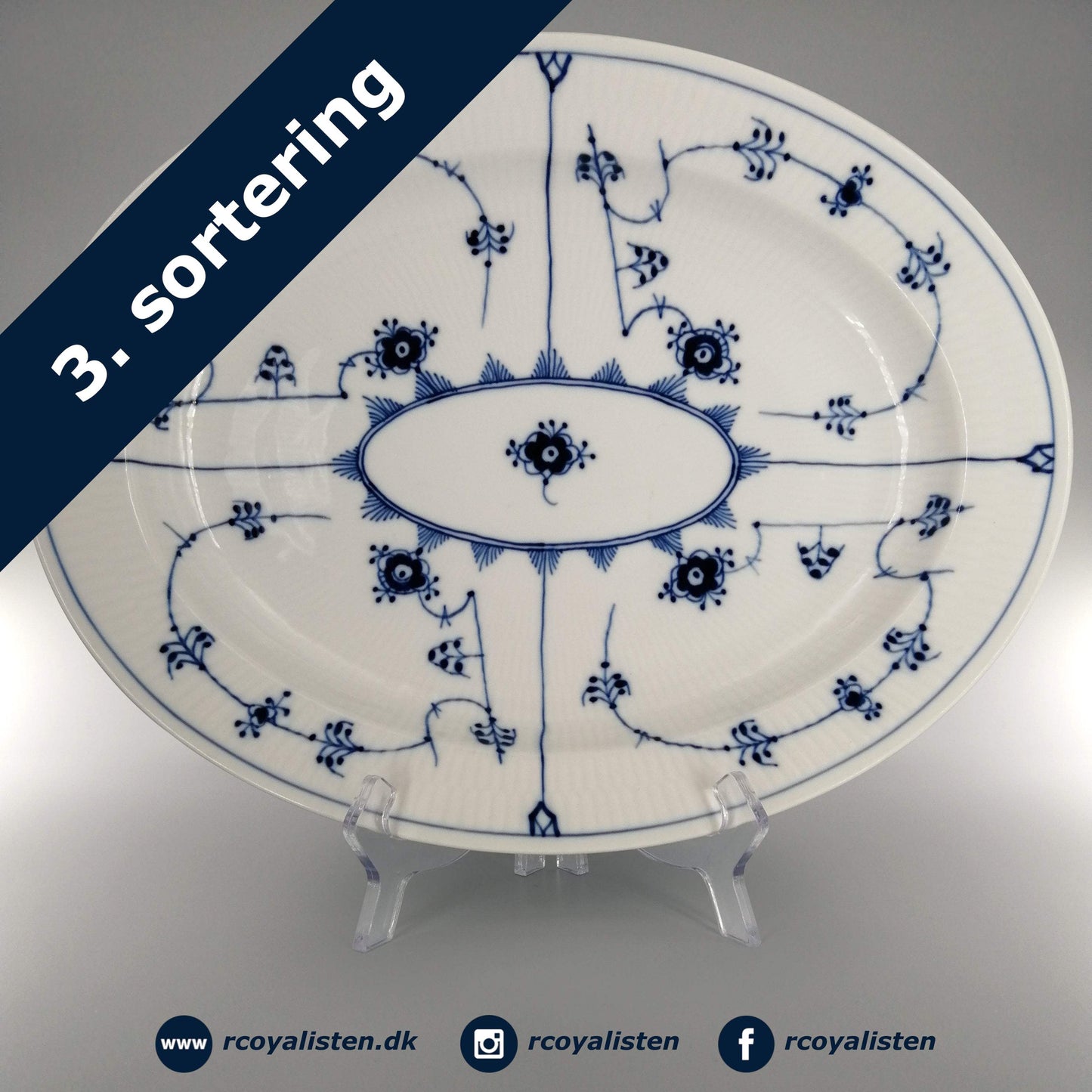 Musselmalet Riflet Fad (37 cm) - RCoyalisten.dk