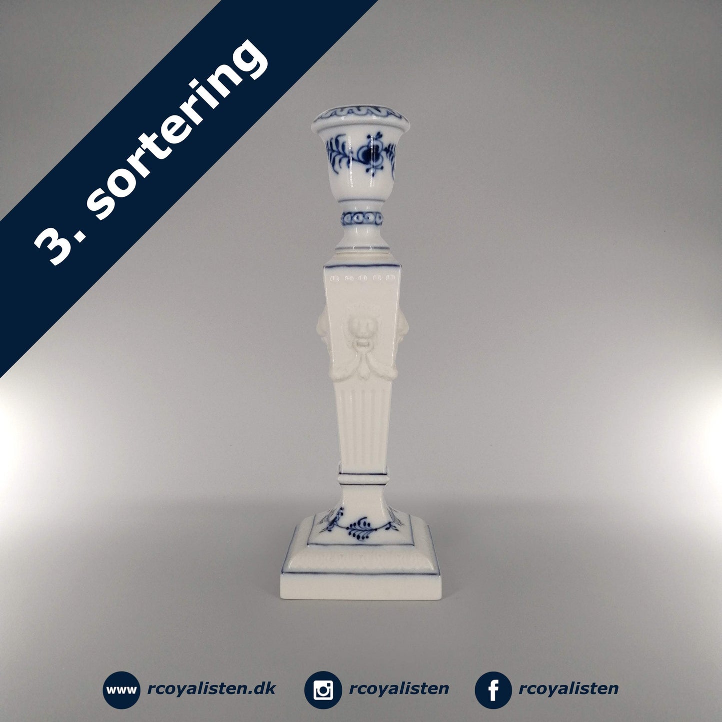 Musselmalet Riflet Lysestage (23 cm) - RCoyalisten.dk