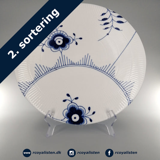 Royal Copenhagen Blå Mega Riflet Lagkagefad (32 cm) - Uden Fod - RCoyalisten.dk