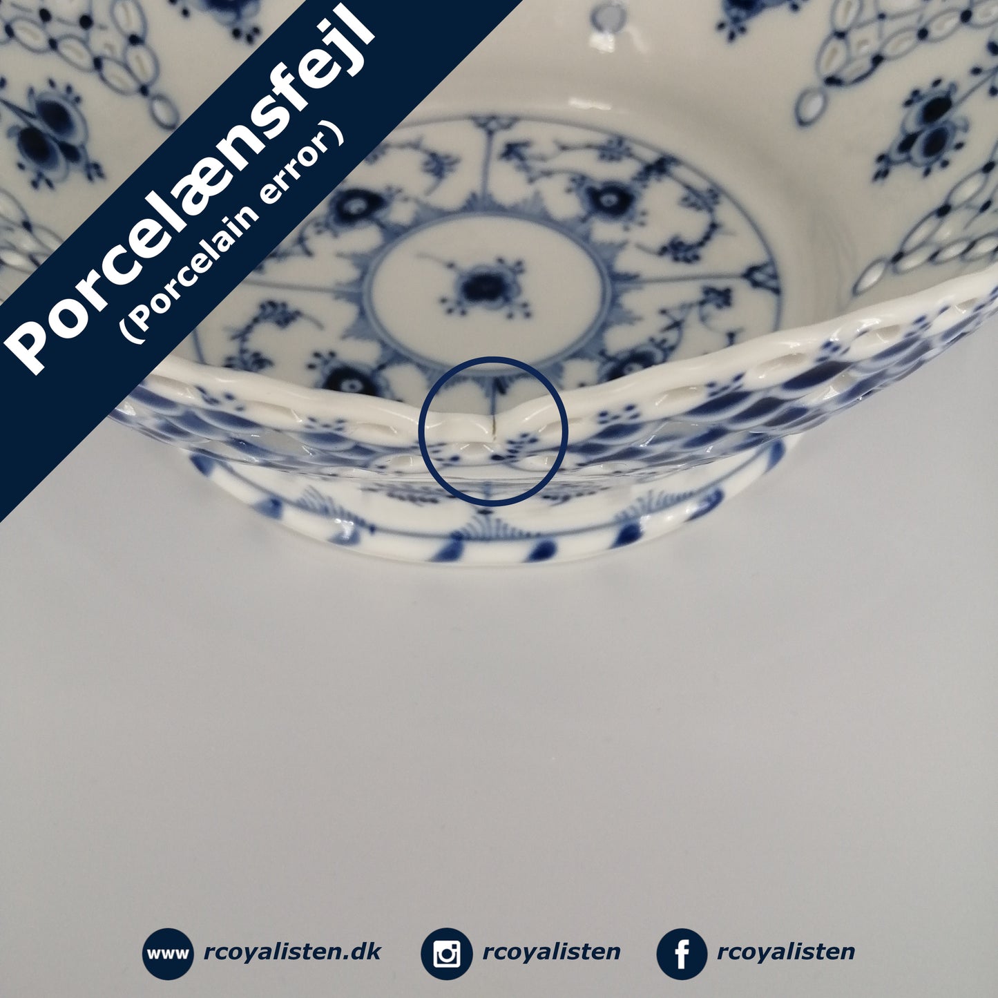 Royal Copenhagen Musselmalet Helblonde Frugtskål med Rundt Fad (25,5 cm / 40 cl) - RCoyalisten.dk
