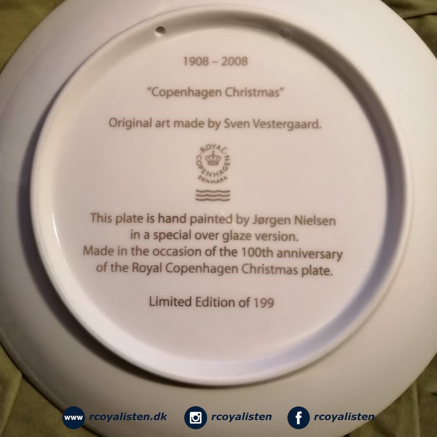 Royal Copenhagen Juleplatte 2008 - Limited Edition - RCoyalisten.dk