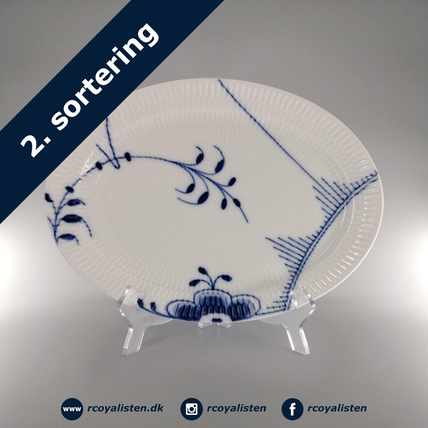 Blå Mega Riflet Ovalt Fad #2 (28 cm) - RCoyalisten.dk