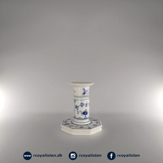 Musselmalet Riflet Lysestage (11 cm) - RCoyalisten.dk