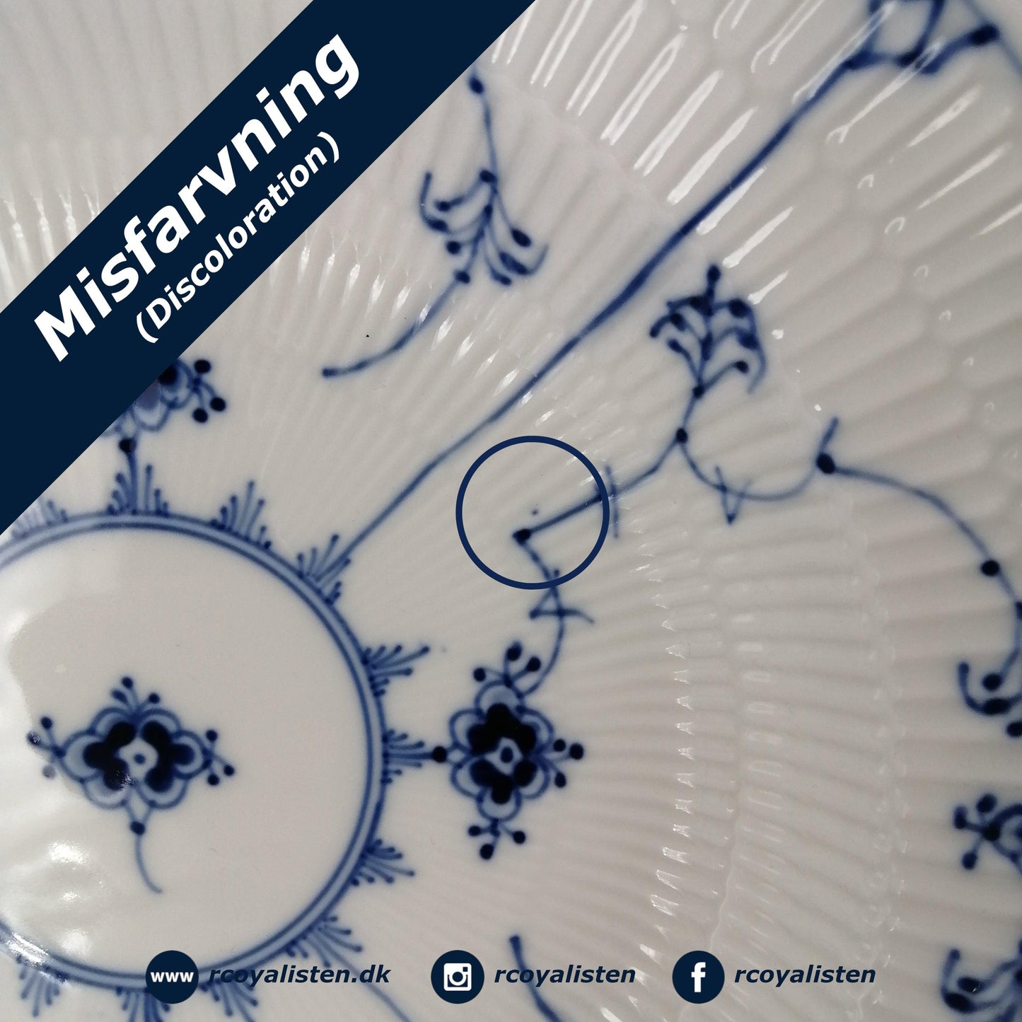 Royal Copenhagen Musselmalet Riflet Dyb Tallerken (25 cm) - RCoyalisten.dk