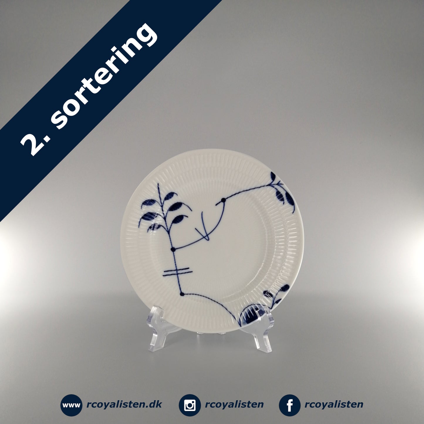 Royal Copenhagen Blå Mega Riflet Tallerken #1 (17 cm) - RCoyalisten.dk
