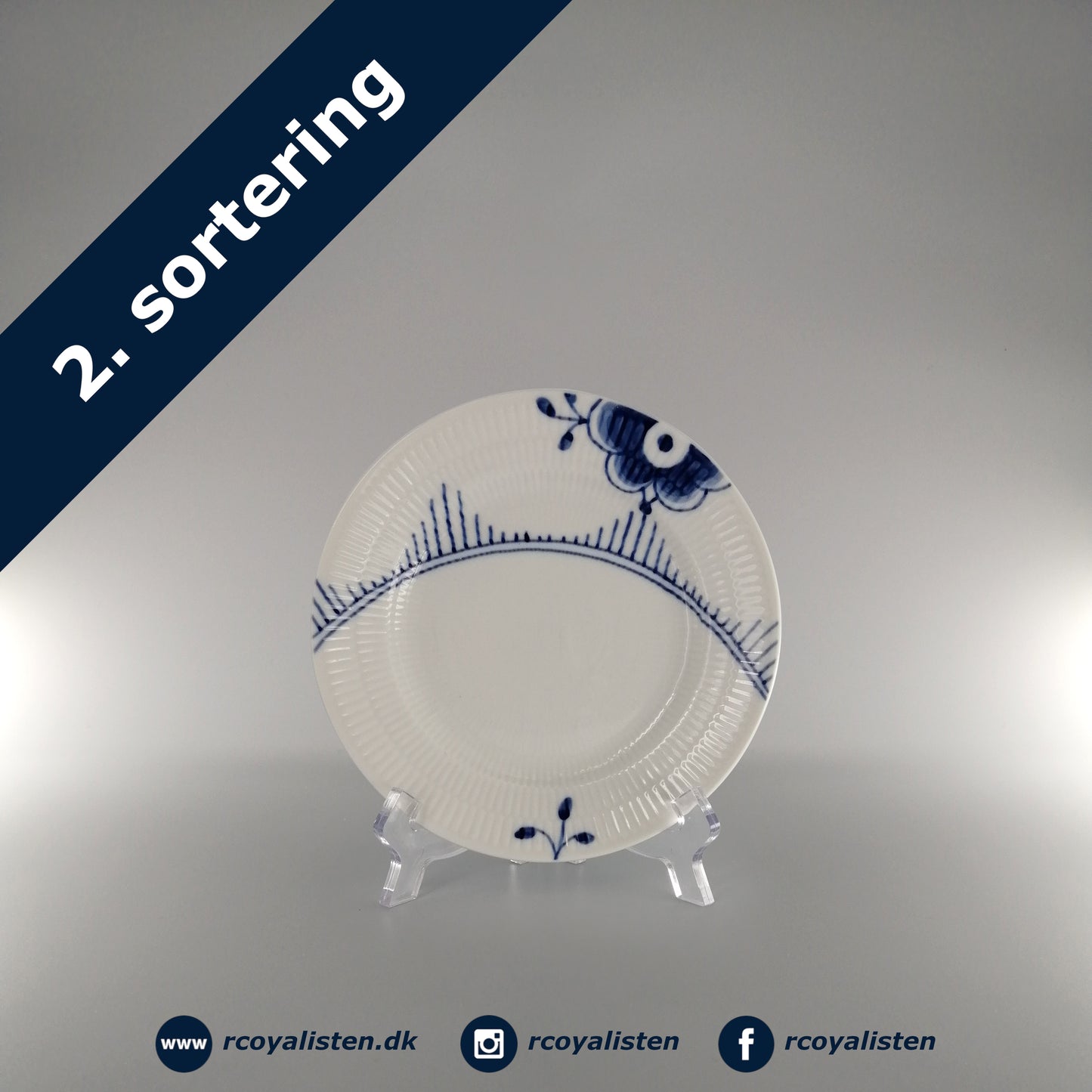 Royal Copenhagen Blå Mega Riflet Tallerken #5 (17 cm) - RCoyalisten.dk