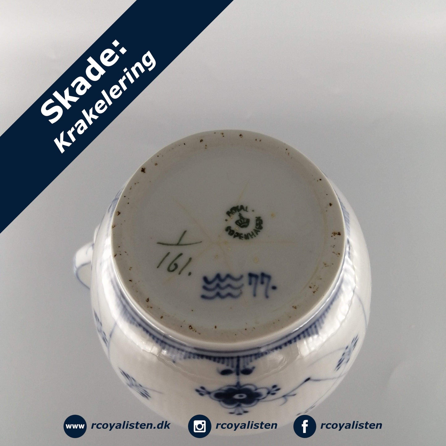 Musselmalet Riflet Kande (18 cm / 130 cl) - RCoyalisten.dk
