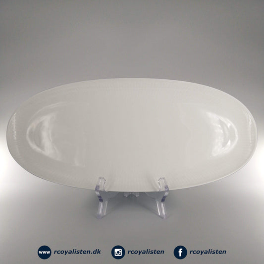 Royal Copenhagen Hvid Riflet Fad Aflangt (37 cm) - RCoyalisten.dk