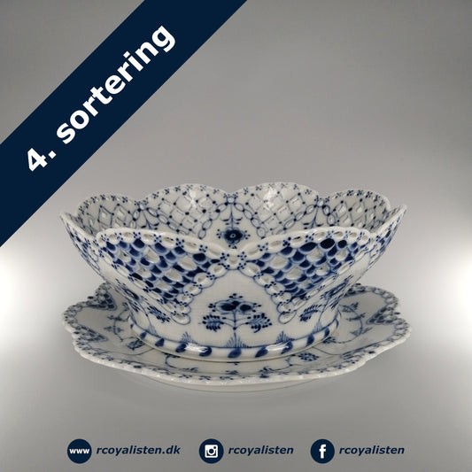Royal Copenhagen Musselmalet Helblonde Frugtskål med Rundt Fad (25,5 cm / 40 cl) - RCoyalisten.dk