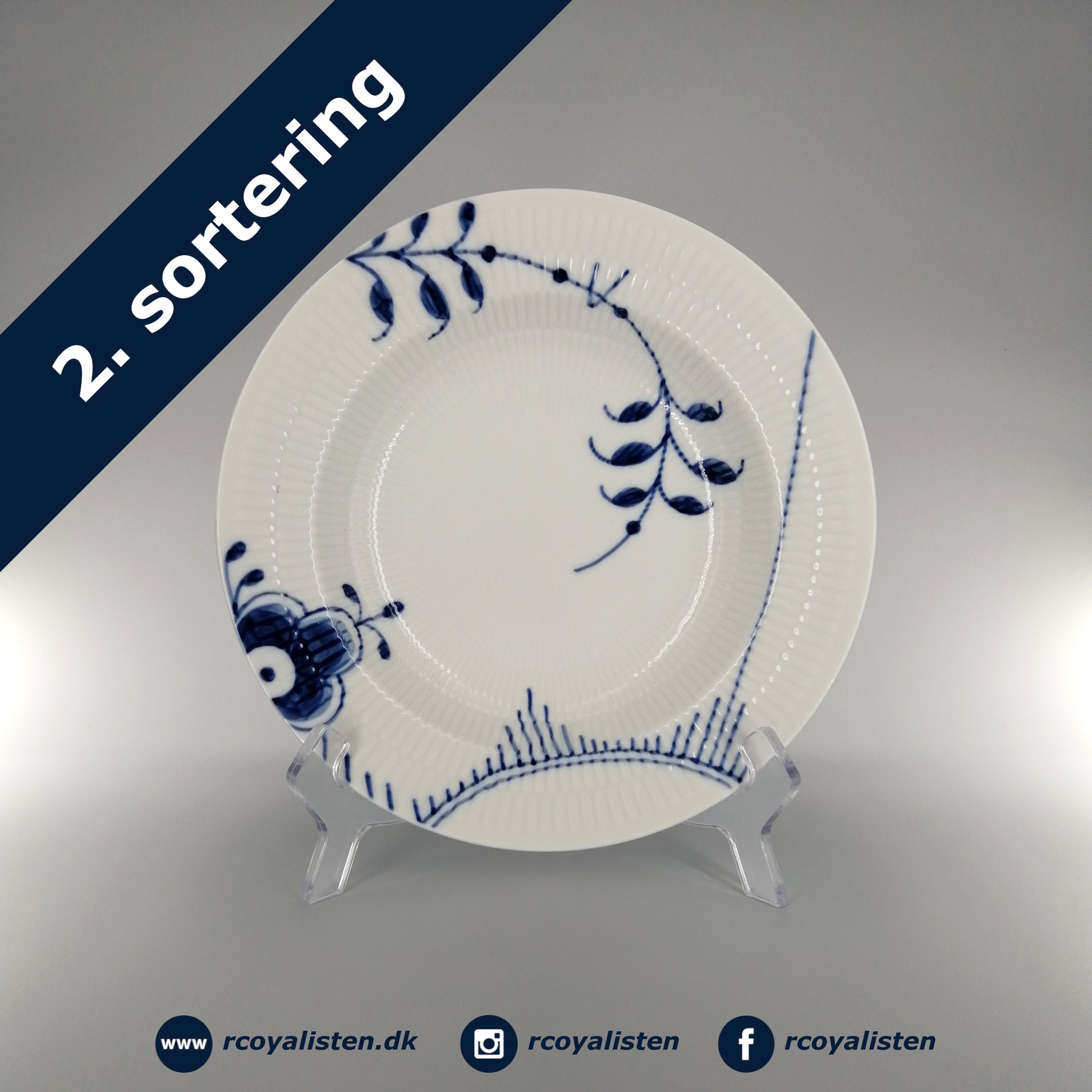 Royal Copenhagen Blå Mega Riflet Dyb Tallerken #2 (21 cm) - RCoyalisten.dk