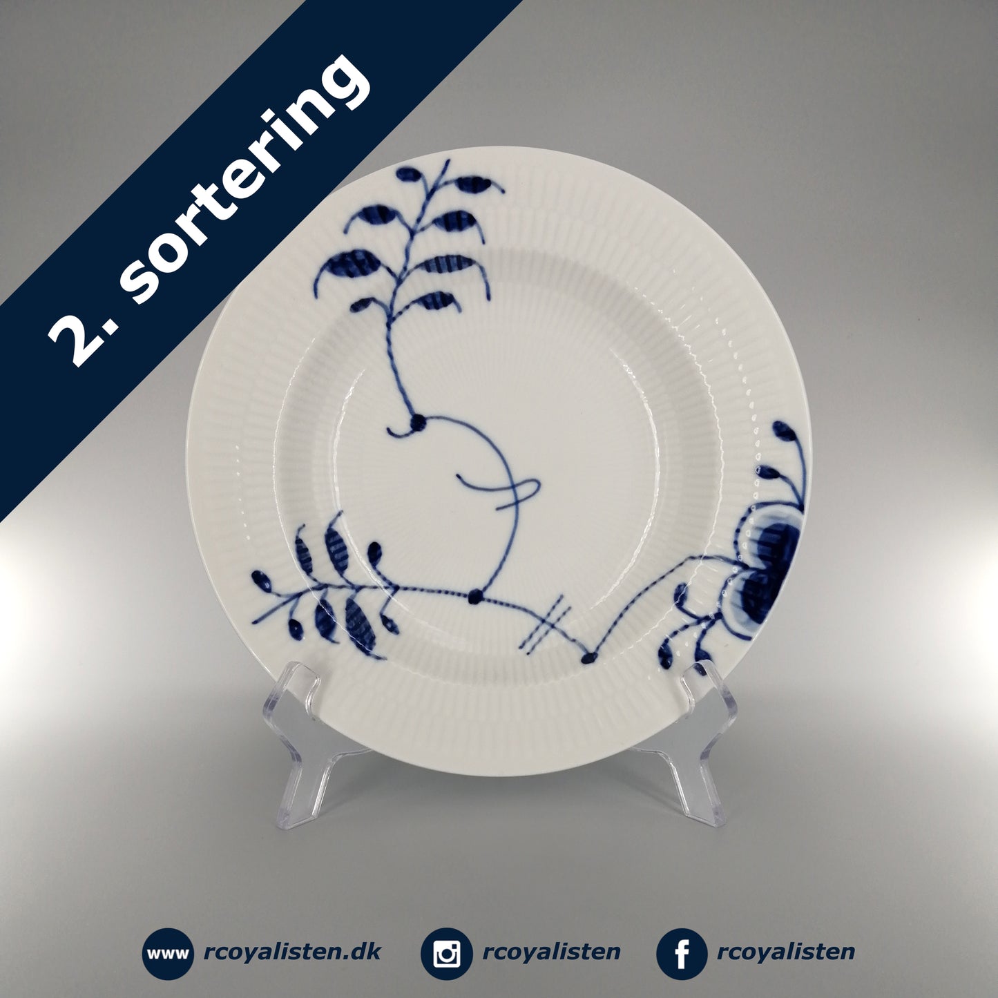 Royal Copenhagen Blå Mega Riflet Dyb Tallerken #1 (21 cm) - RCoyalisten.dk