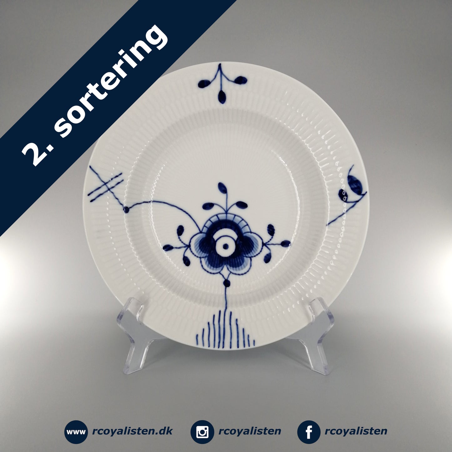 Royal Copenhagen Blå Mega Riflet Dyb Tallerken #4 (21 cm) - RCoyalisten.dk