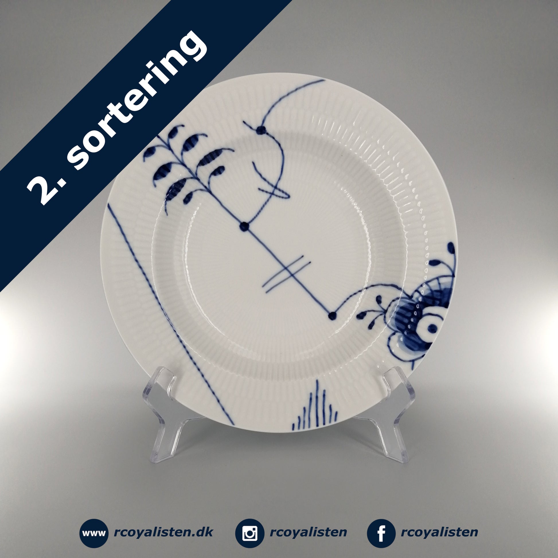 Royal Copenhagen Blå Mega Riflet Dyb Tallerken #3 (21 cm) - RCoyalisten.dk