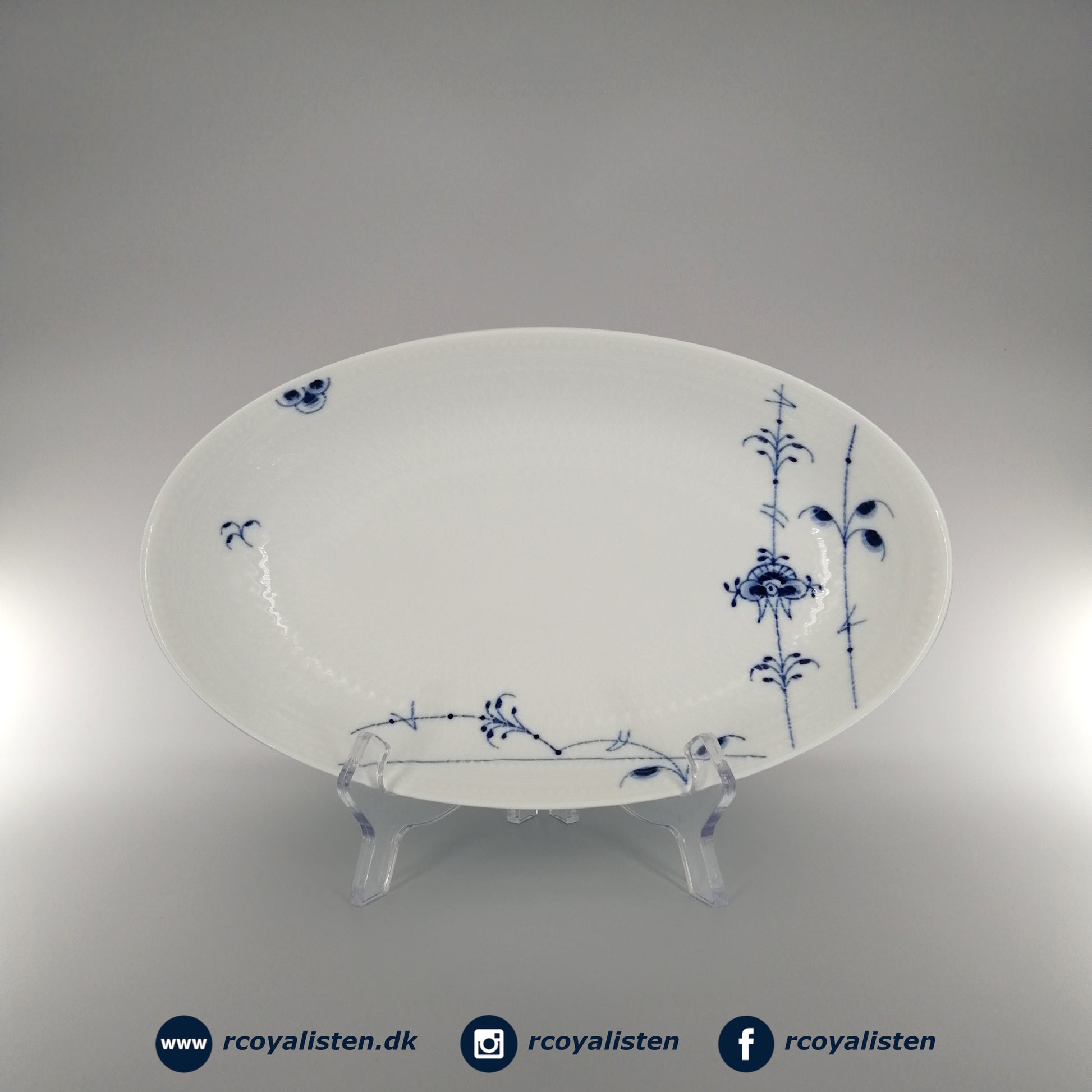 Royal Copenhagen Blå Palmette Ovalt Fad (27 cm) - RCoyalisten.dk