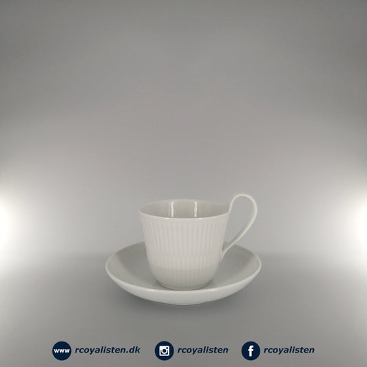 White Fluted High Handle Cup and Saucer (25 cl)