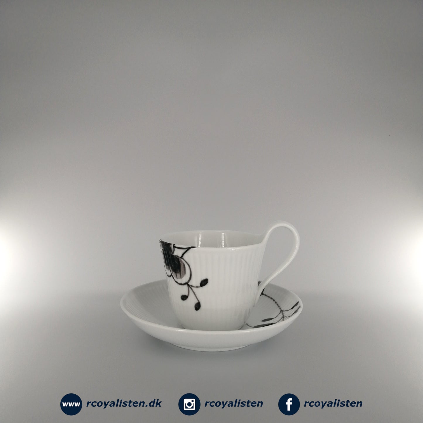 Black Fluted High Handle Cup and Saucer #2 (25 cl)