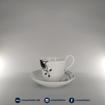 Black Fluted High Handle Cup and Saucer #2 (25 cl)
