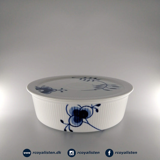 Royal Copenhagen ​Blå Mega Riflet Skål med Låg (22 cm / 145 cl) - RCoyalisten.dk