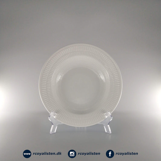 Hvid Riflet Dyb Tallerken (21 cm) - RCoyalisten.dk
