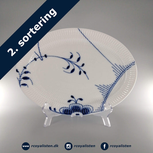 Royal Copenhagen Blå Mega Riflet Ovalt Fad #2 (28 cm) - RCoyalisten.dk