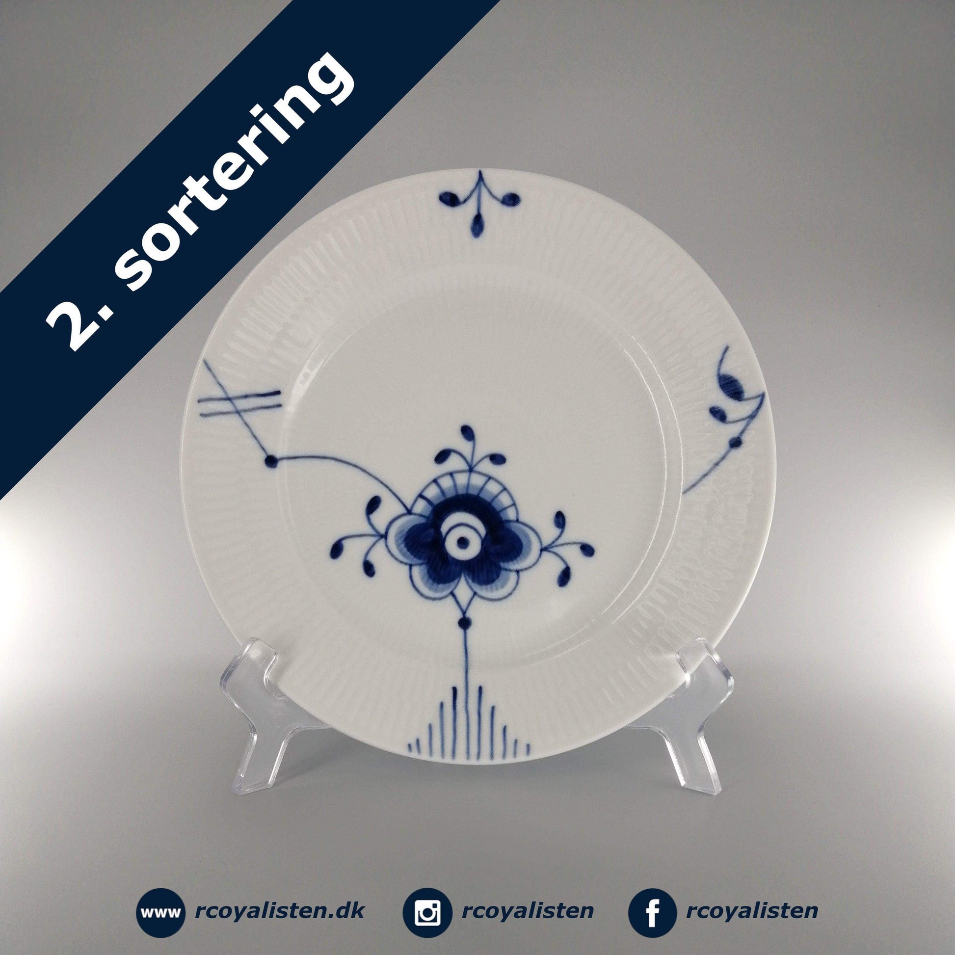 Royal Copenhagen Blå Mega Riflet Tallerken #4 (22 cm) - RCoyalisten.dk
