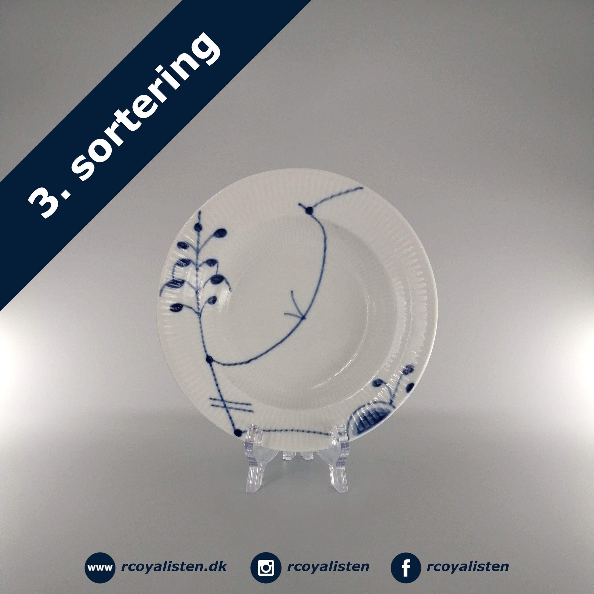 Royal Copenhagen Blå Mega Riflet Dyb Tallerken #1 (17 cm) - RCoyalisten.dk